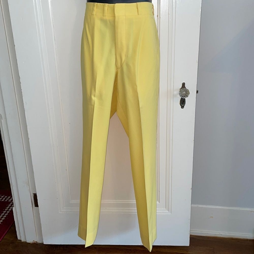 Vtg 60s/70s Alfred’s Memphis yellow‎ polyester knit pants